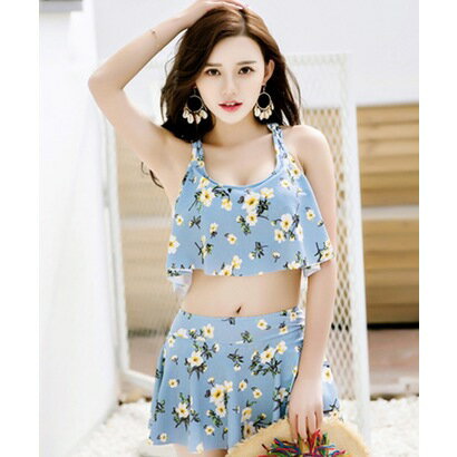 テディショップ teddyshop ストラッピーバックシャン スカート2点セット水着レディース （B:ライトブルー）【返品不可商品】