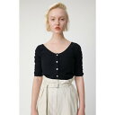 マウジー moussy DRAWSTRING SLEEVE TOP (ブラック)