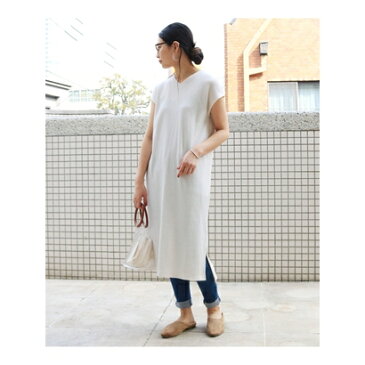 アンドミー and Me T-3/ワッフル半袖VネックTシャツワンピース (オフホワイト)