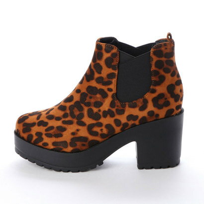 アタガール attagirl 7.5cm ヒール サイドゴア ショートブーツ （レオパード）