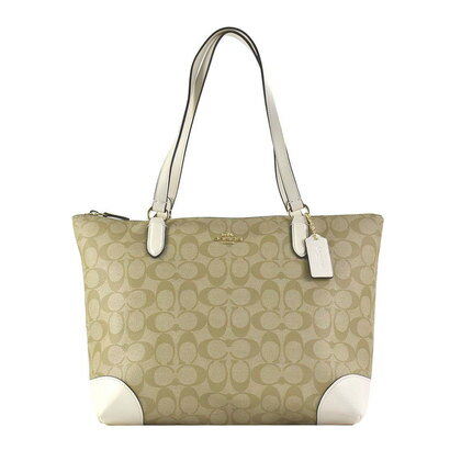 コーチ COACH TOTE BAG （LIGHT KHAKI/WHITE）