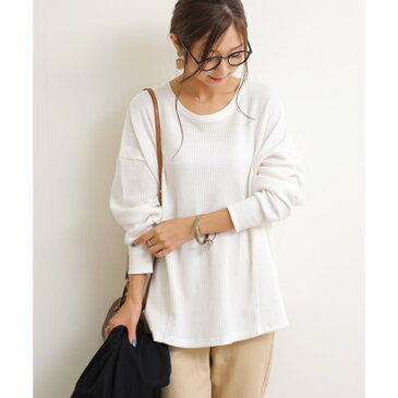 アンドミー and Me 前後2wayワッフル長袖Tシャツ カットソー (アイボリー)