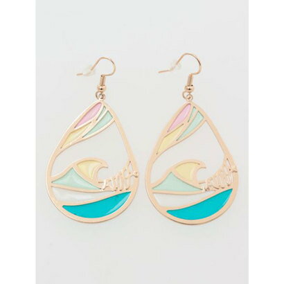 【Kahiko】ウェーブステンドグラス風ピアス マルチ