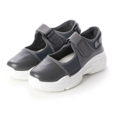 SFW サンエープラス AAA? スポーティー厚底ソール ベルクロスニーカー/2376 (グレー)