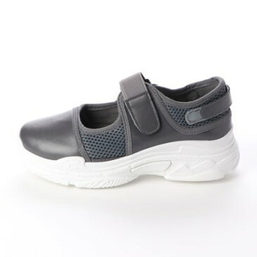 SFW サンエープラス AAA? スポーティー厚底ソール ベルクロスニーカー/2376 (グレー)