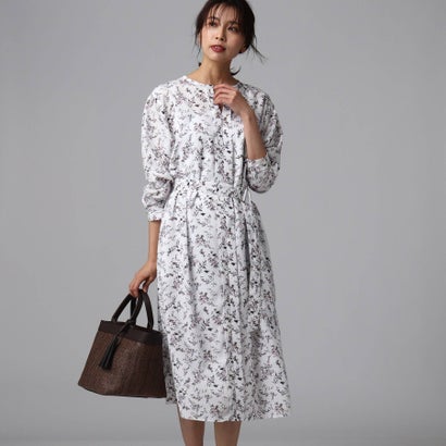 アンタイトル Untitled 洗える フラワードットキーネックワンピース