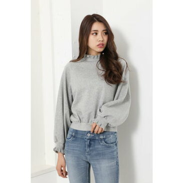 リエンダ rienda Frill collar sweat TOP （モクグレー）