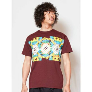 【チャイハネ】エスニック柄メンズTシャツ ブラウン