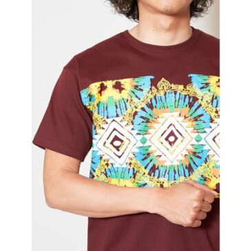 【チャイハネ】エスニック柄メンズTシャツ ブラウン