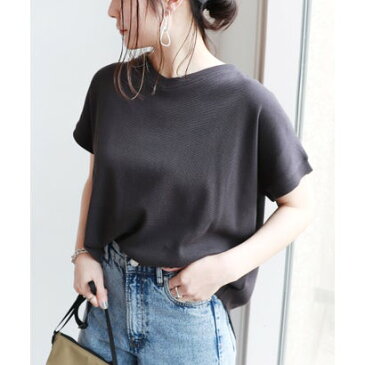 アンドミー and Me コットンワッフル半袖ドルマン背中タックTシャツ (チャコールグレー)