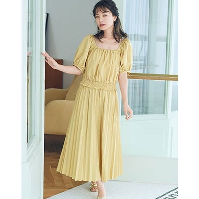限定品 あす楽 Cherie 交換 返品可能 Cherie パフスリーブプリーツsetup シェリーモナ Mona レディースアパレル ワンピース ドレス ロコンド シェリーモナ Mona ワンピース シェリーモナ Cherie イエロー Locomall ロコンド公式ストア ワンピース