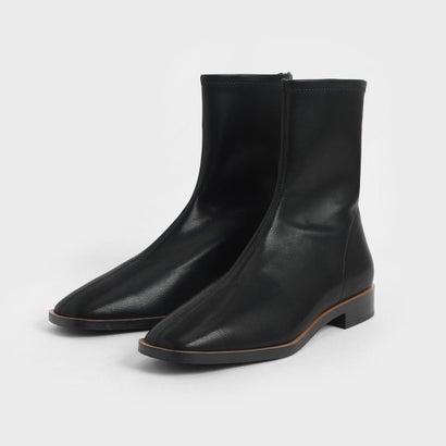 【再入荷】テクスチャードジップアップアンクルブーツ/TexturedZip-UpAnkleBoots(Black)