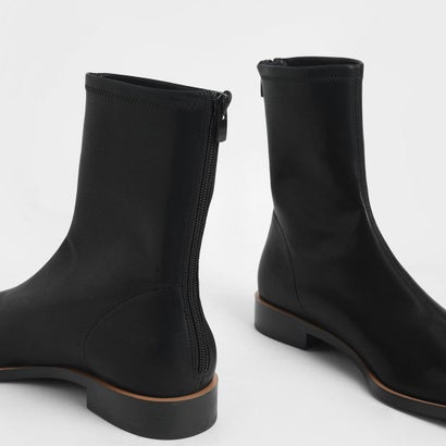 【再入荷】テクスチャードジップアップアンクルブーツ/TexturedZip-UpAnkleBoots(Black)