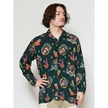 【チャイハネ】メキシカンプリントMEN'Sシャツ グリーン