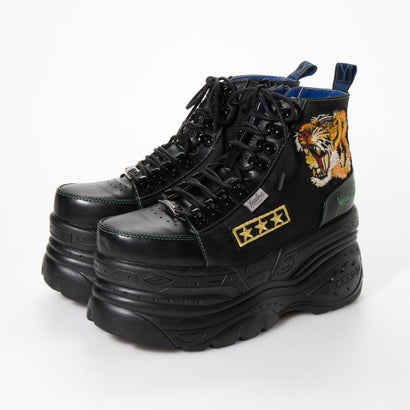 60割引即日発送 ヨースケ Yosuke ワッペン付き厚底スニーカー ブラックグリーン 数量限定スタンド付き レディース靴靴 Www Meandertravel Com