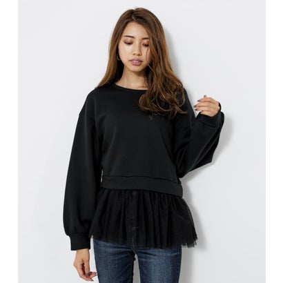 チュールペプラムスウェットTOP BLK