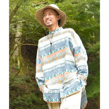 【チャイハネ】ヨーグルMEN'Sバンドカラーシャツ ブルー