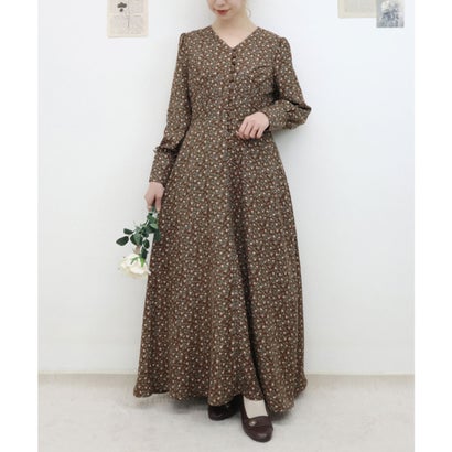 日本全国送料無料 フィント F I N T コルセット切替小花柄ロングワンピース Brown 全国宅配無料 Indiatribune Com