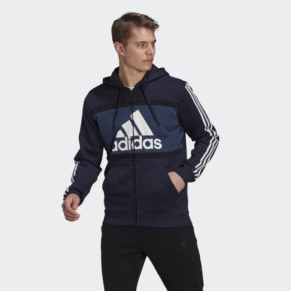 アディダス adidas エッセンシャルズ カラーブロック ロゴ パーカー / Essentials Colorblock Logo Hoodie （ブルー）