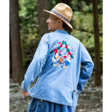 【チャイハネ】アイレリブレ刺繍MEN'Sシャツ ライトブルー