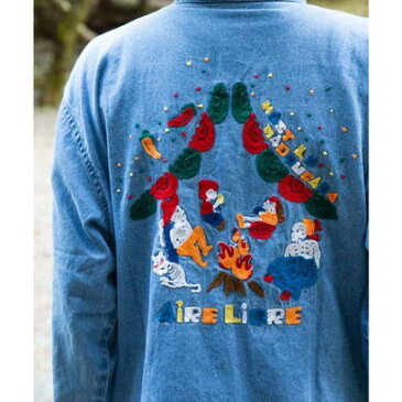 【チャイハネ】アイレリブレ刺繍MEN'Sシャツ ライトブルー