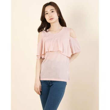 イーハイフンワールドギャラリーアウトレット E hyphen world gallery outlet オープンショルダーフリルプルオーバー (Pink)
