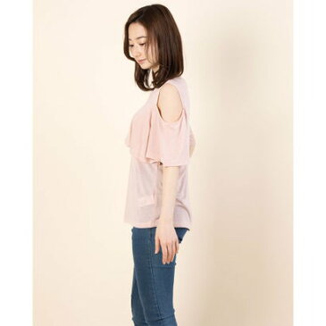 イーハイフンワールドギャラリーアウトレット E hyphen world gallery outlet オープンショルダーフリルプルオーバー (Pink)