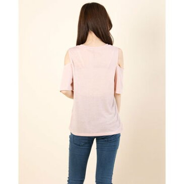 イーハイフンワールドギャラリーアウトレット E hyphen world gallery outlet オープンショルダーフリルプルオーバー (Pink)