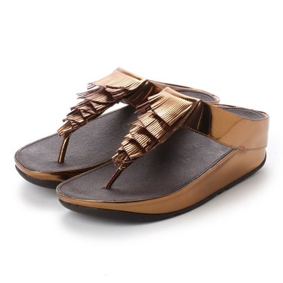 フィットフロップ FitFlop CHA CHA FRINGE TOE-THONG SANDALS - METALLIC PU （Bronze）