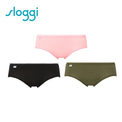 スロギー sloggi スロギー コットン ミディショーツ 3枚セット sloggi cotton Midi 3P （カーキ/ピンク/ブラック）【返品不可商品】