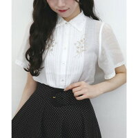 フィント F i.n.t スミレ刺繍シアープリーツブラウス (WHITE)