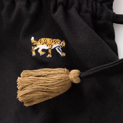 カンカンKANKANアニマル刺繍巾着バッグ(ブラック)