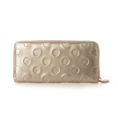 激安の アンシグネ Un Signet アンシグネ Un Signet カウレザードット柄長財布 ゴールド 高い素材 Gdsnet Com