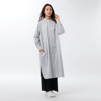 特売 アンタイトル Untitled ストライプ柄バンドカラーシャツワンピース オフホワイト 新発売の Krplas Net