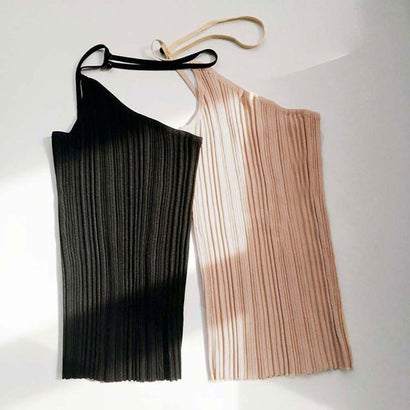 ミニミニストア miniministore ホルターネック ニット キャミソール セクシー ワンショルダー ニット トップス 春夏 （ブラック）