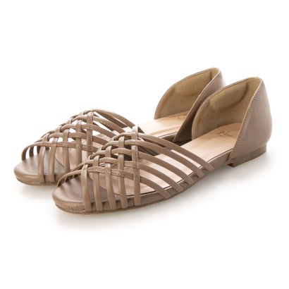 メヌエ menue ラウンドトゥフラットクロス編みサンダル （1034グレージュpu）のサムネイル