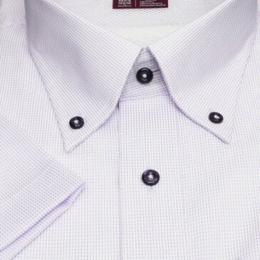 トーキョーシャツ TOKYO SHIRTS【大きいサイズ】形態安定ノーアイロン レイヤードクール ボタンダウン 半袖ビジネスワイシャツ (ライトパープル)