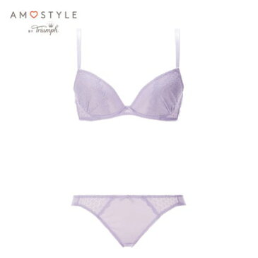 アモスタイルバイトリンプ AMO'S STYLE by Triumph デイリーAMOSTYLE ノンワイヤーブラ 1317 ブラショーツセット B-Dカップ【返品不可商品】 (パープル)