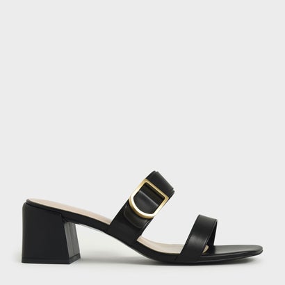 【再入荷】バックルストラップブロックヒールミュール/BuckleStrapBlockHeelMules(Black)