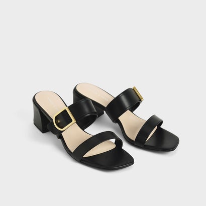 【再入荷】バックルストラップブロックヒールミュール/BuckleStrapBlockHeelMules(Black)