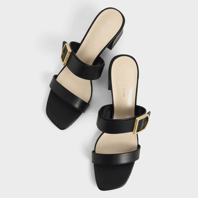 【再入荷】バックルストラップブロックヒールミュール/BuckleStrapBlockHeelMules(Black)