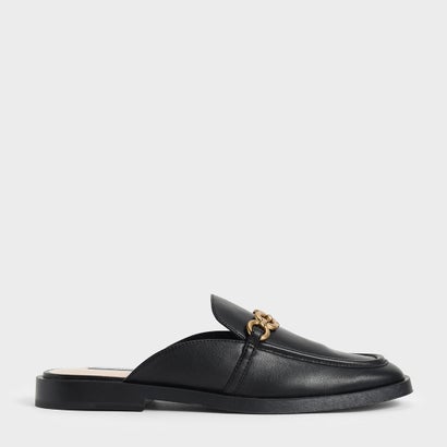 チェーンエンベリッシュドローファーミュール/Chain-EmbellishedLoaferMules(Black)
