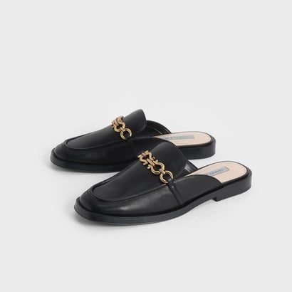 チェーンエンベリッシュドローファーミュール/Chain-EmbellishedLoaferMules(Black)