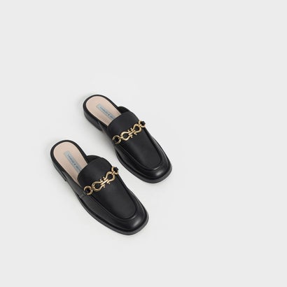 チェーンエンベリッシュドローファーミュール/Chain-EmbellishedLoaferMules(Black)