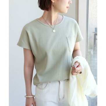 アンドミー and Me コットンワッフル半袖ドルマンポケット付きTシャツ トップス (グリーン)