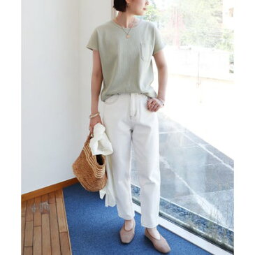 アンドミー and Me コットンワッフル半袖ドルマンポケット付きTシャツ トップス (グリーン)