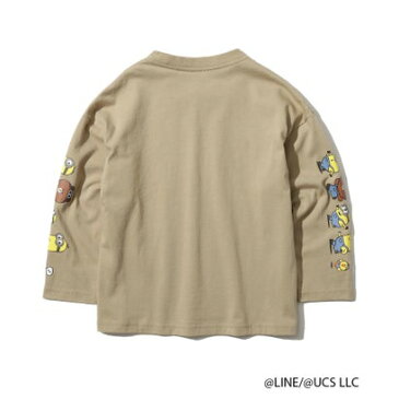 ザ ショップ ティーケー キッズ THE SHOP TK(Kids) ブラウン&ミニオンズ(BROWN&MINIONS)/袖プリント長袖Tシャツ (サンドベージュ)