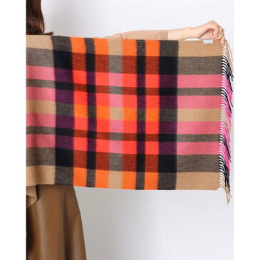 フラース FRAAS 2WAYケープストール ポンチョ バージンウール100% フラースチェック(キャメル×オレンジ) (キャメル×オレンジ/チェック)