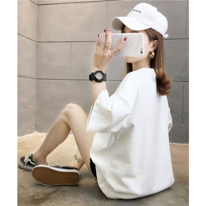 ジュノア JUNOAH プリントビッグTシャツ 韓国ファッション 春 夏 秋 韓国 トップス 半袖 春服 夏服 （ホワイト）