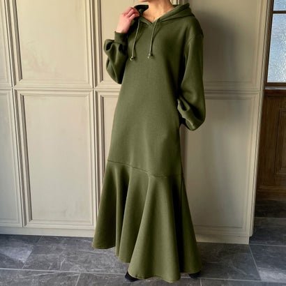 ジュノア JUNOAH 裏起毛パーカーマーメイドワンピース （グリーン）のサムネイル